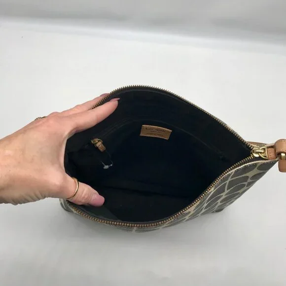 Kate Spade Gray Canvas Vintage Geometric Print Shoulder Bag - Picture 10 of 11